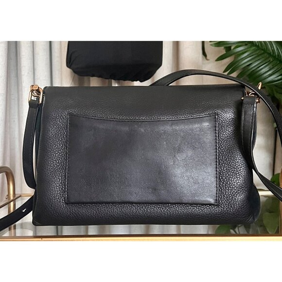 Tory Burch Black Leather and Suede Kira Handbag With Gold Logo Accents & Adjusta - Picture 3 of 13